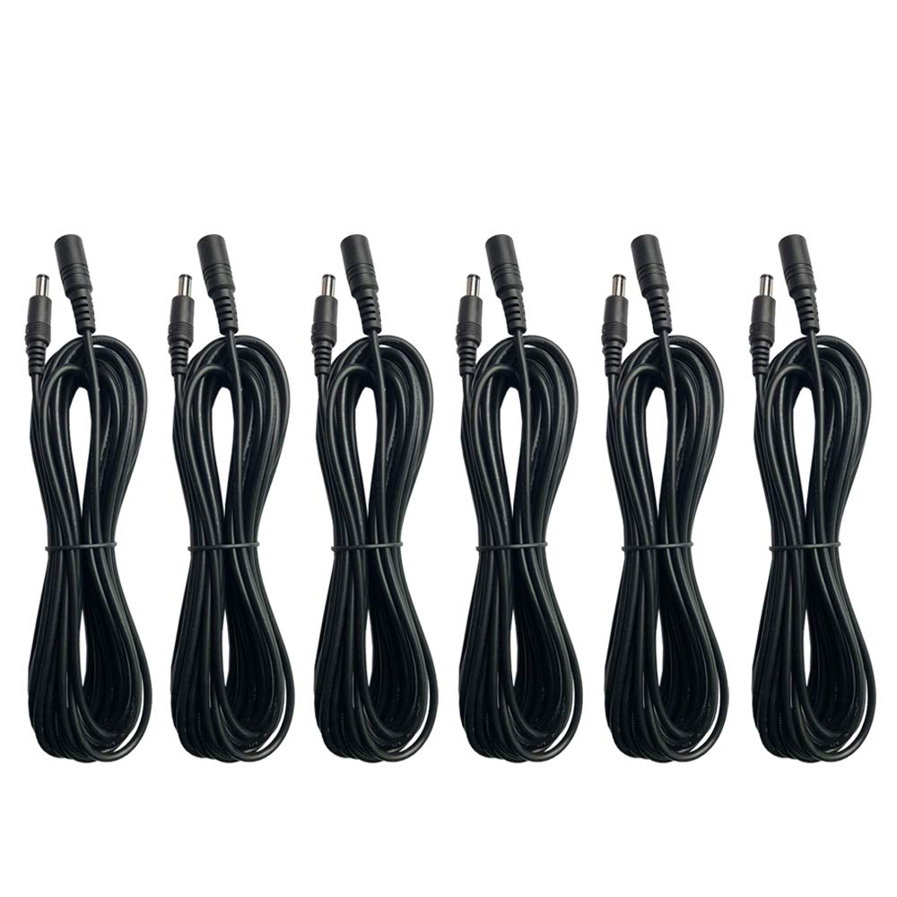12V DC Power Extension Cable 6ft - 2.1mm x 5.5mm Male to Female Plug - Compatible with CCTV Cameras, LED Strips, Routers, Baby Monitors - 6 Pack - Perfect for Home Security & DIY Lighting Projects