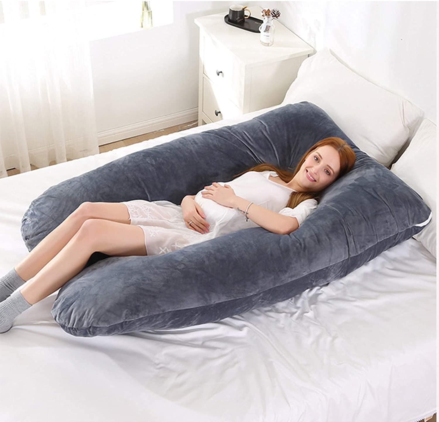 **Best U-Shaped Pregnancy Pillow for Sleeping - Full Body Maternity Support Pillow for Pregnant Women, Washable & Removable Cotton Cover - Ideal for Side Sleepers, Back Pain Relief & Comfort During Pregnancy**