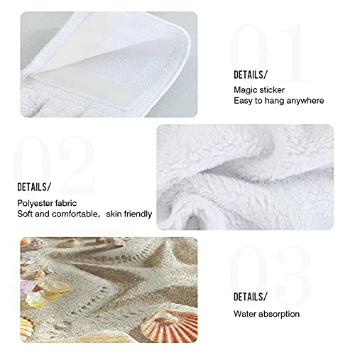 Hanging Towels 2 Pack - Beach Sand Starfish Tropical Sea Design for Hand, Face, Hair, Gym, Yoga, Dishcloth, Kitchen, and Bath - Perfect for Home, Travel, and Outdoor Adventures