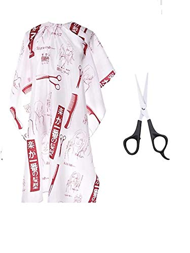 Professional Hair Cutting Apron Cape with Red Balloons Print - Salon Barber Cloth for Men & Women, Styling Tool with Scissors for Beard Care & Hairdressing | Perfect for Salons, Barbershops & Home Use