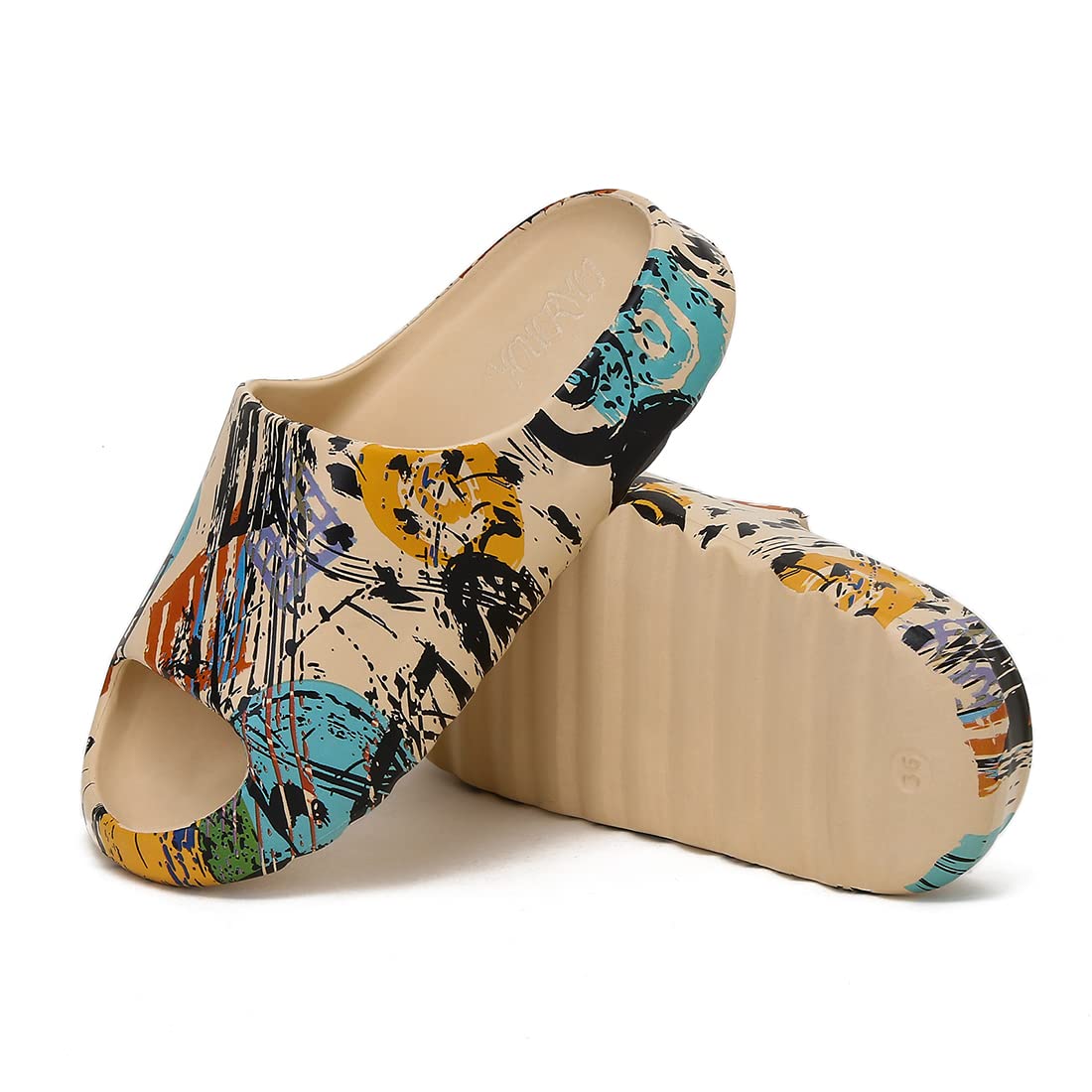 EVA Anti-Slip Cloud Slippers for Women & Men - Lightweight Platform Pillow Slides, Open Toe Shower Sandals for Indoor, Outdoor & Spa Use - Perfect for Home, Beach and Relaxation