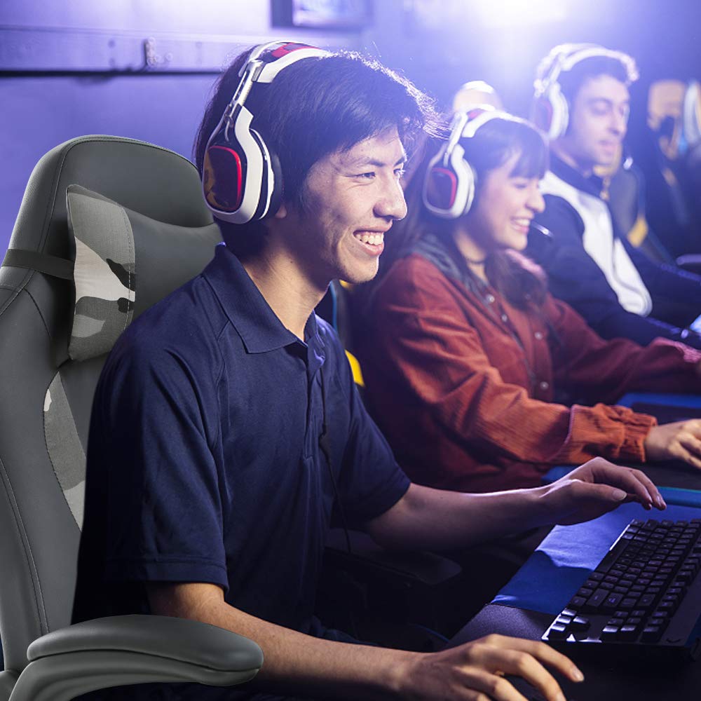 DKELI Ergonomic Gaming Chair - High Back Office Chair with Lumbar Support, Flip-Up Arms & Headrest - PU Leather Computer Desk Chair for Home & Office Use - Perfect for Gaming, Working & Studying