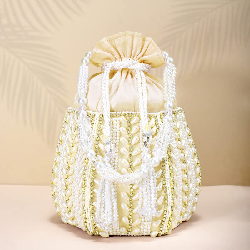**Aheli Potli Bags for Women - Elegant Ethnic Clutch Purse with Drawstring, Perfect for Weddings, Evening Parties & Special Occasions**