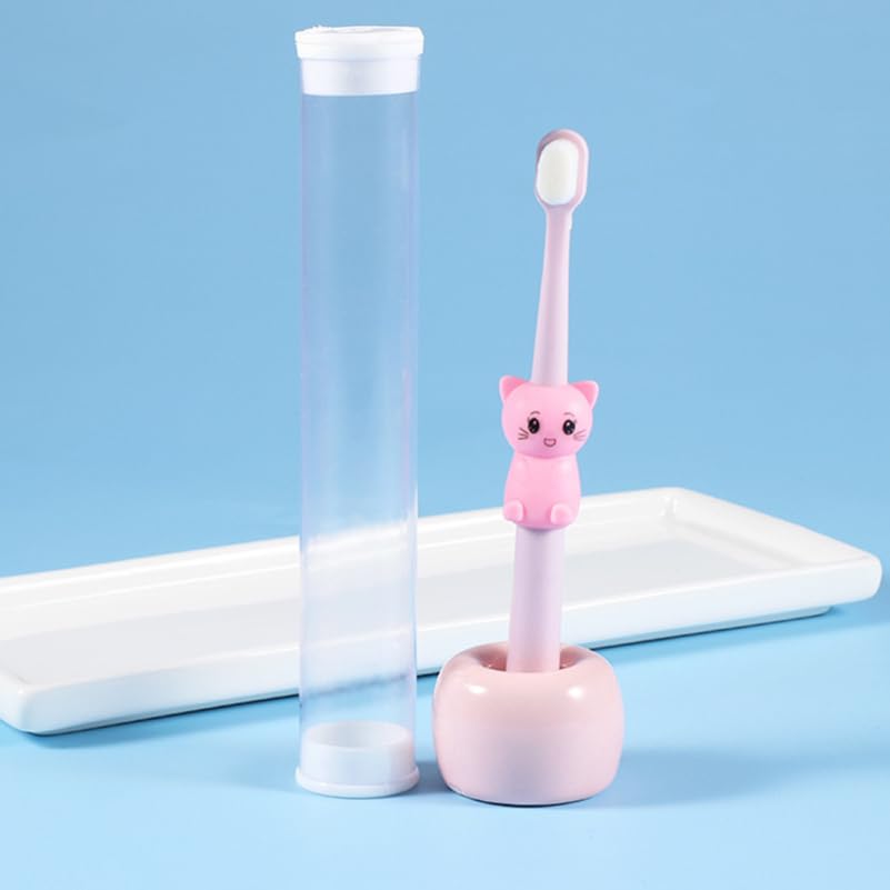 **Healifty 3-Pack Cartoon Cat Toddler Toothbrushes - Soft Bristle Kids Toothbrush Set for Home & Travel (5.51 Inch) - Perfect for Daily Brushing, School, and Family Trips**