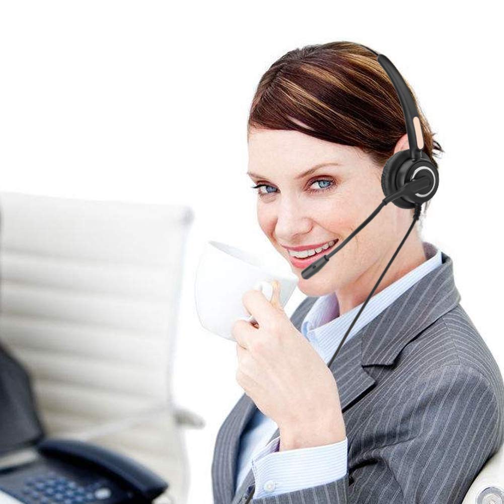 VBESTLIFE RJ9 Wired Headset with Noise Cancelling Microphone, Volume Control & Mute Button - Perfect for Call Centers, Customer Service, Office & Remote Work (Compatible with Most Phone Systems)