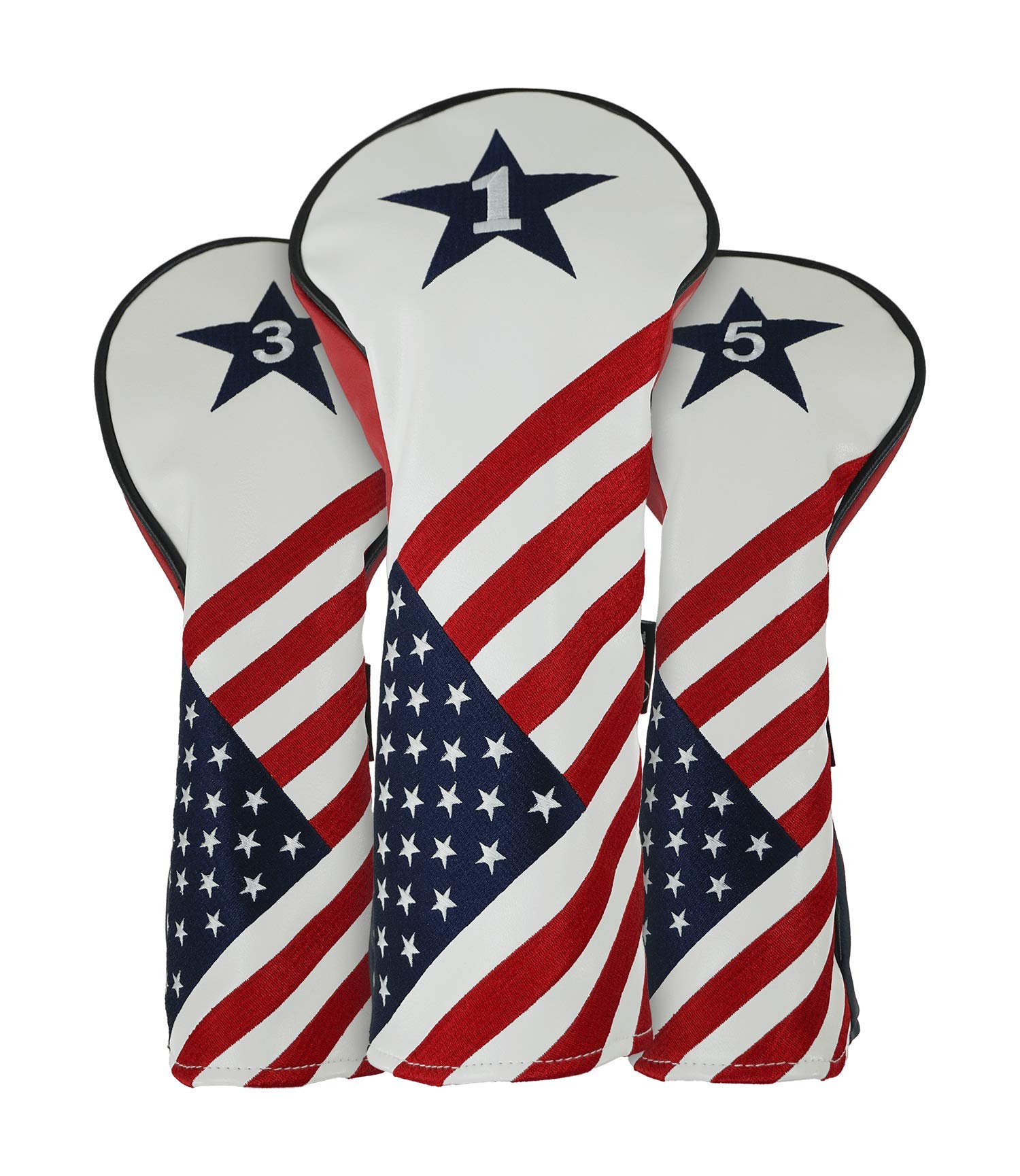 RAM Golf USA Stars and Stripes PU Leather Headcover for Driver/Wood Hybrid - Durable Protection for Golf Clubs on the Course