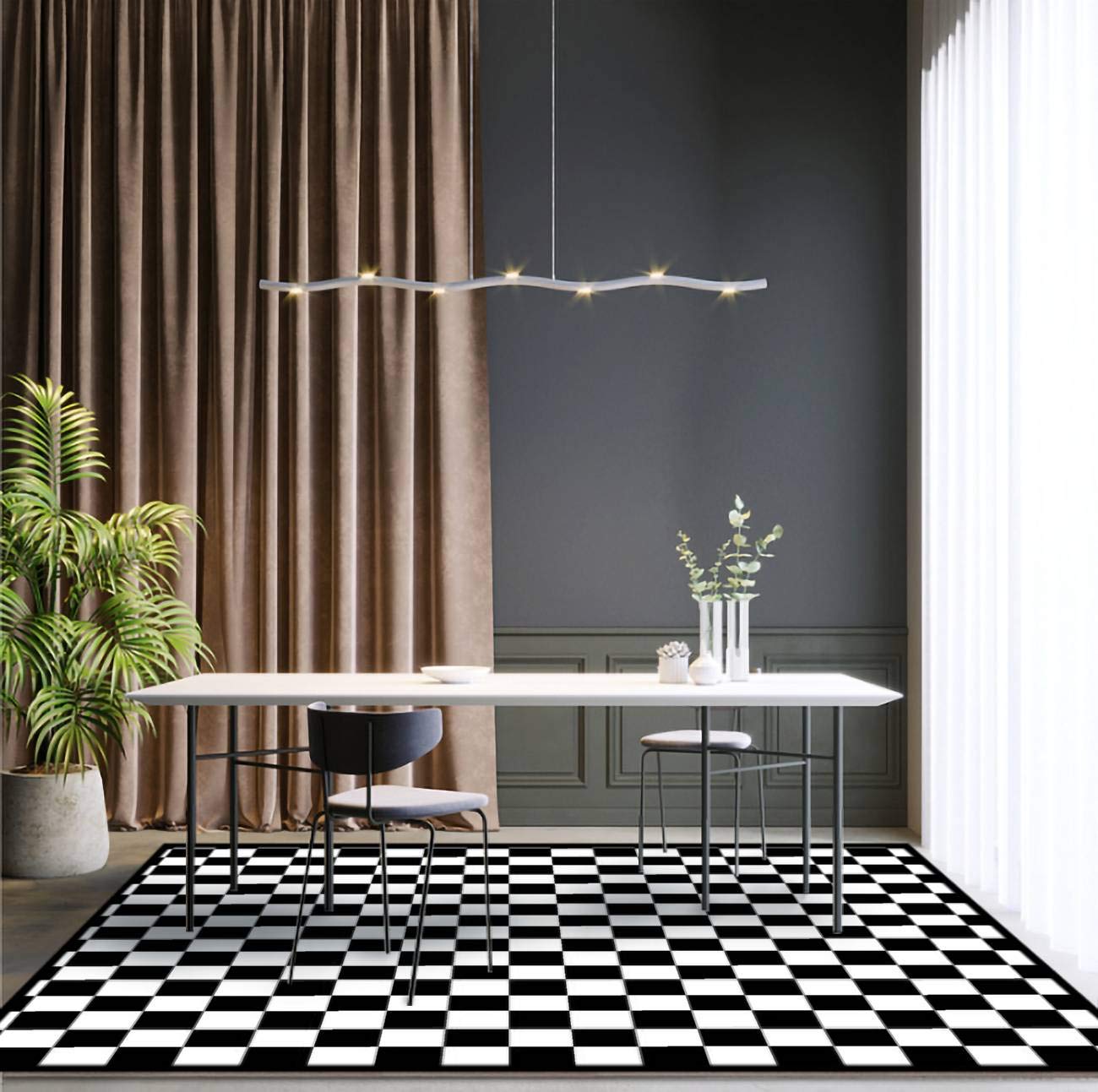Black and White Checkerboard Rug 6x9 - Modern Geometric Accent Carpet, Non-Slip Washable Area Rug for Living Room, Bedroom, Kitchen, Dorm & Nursery - Perfect for Teens Room, Classroom and Entryway Decor