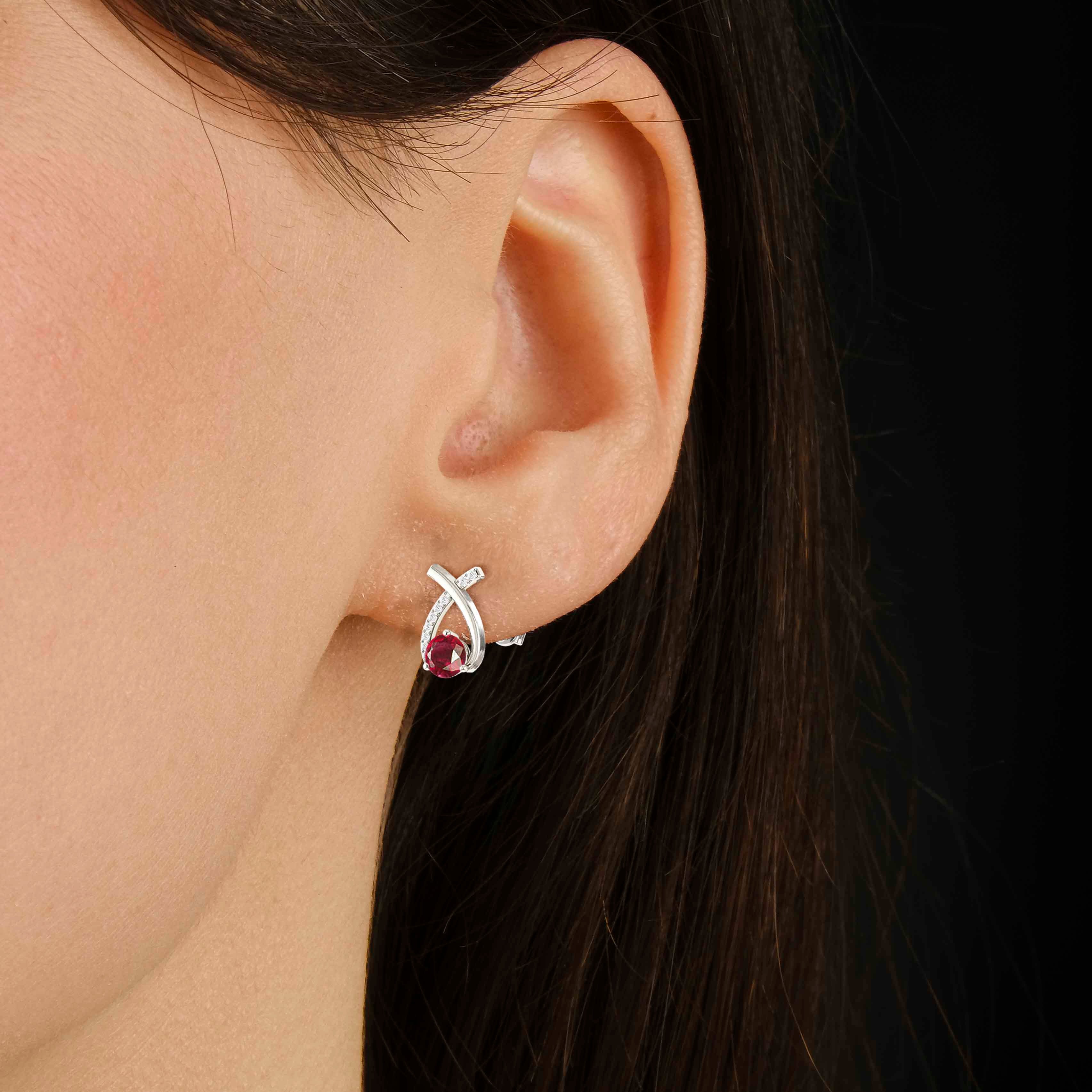 5MM Round Natural Ruby Opal Stud Earrings for Women - Genuine Gemstone Jewelry Gift for Birthday, Anniversary & Special Occasions - Elegant Everyday Wear & Party Accessories