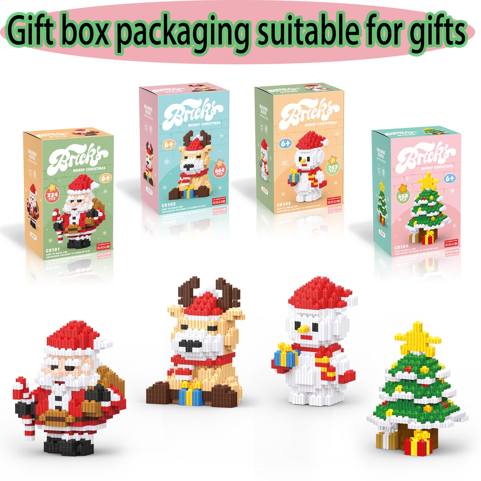 Christmas Snowman Building Blocks - Compatible with Lego & Micro Blocks, Stacking Toys for Kids Ages 6-12 | Holiday, New Year & Birthday Gift for Boys & Girls | Perfect for Christmas Decorations, Creative Play & STEM Learning