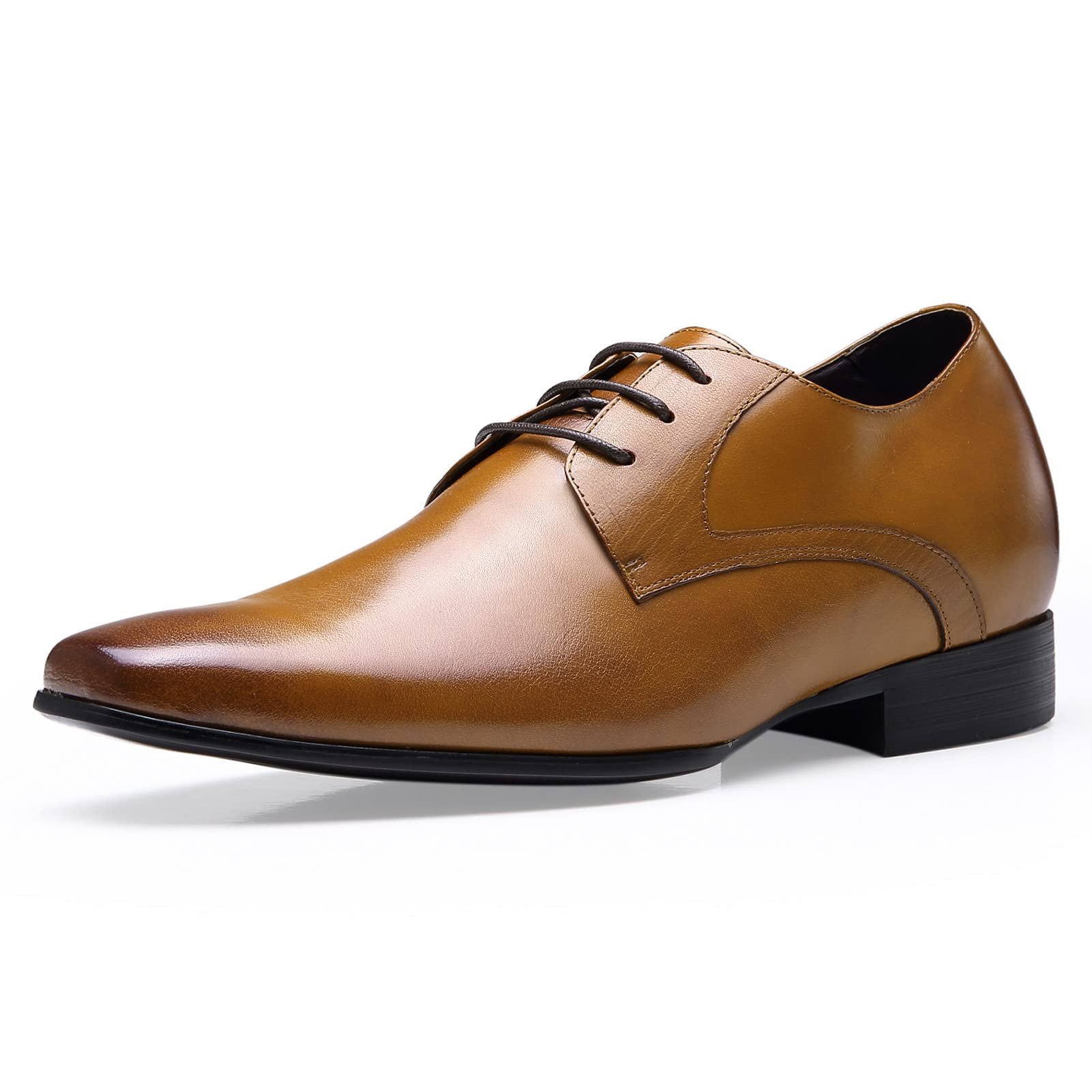 CHAMARIPA Men's Invisible Elevator Shoes – Lace-Up Leather Oxford Dress Shoes for Height Increase | Formal & Tuxedo Lift Shoes for Weddings, Business & Special Occasions