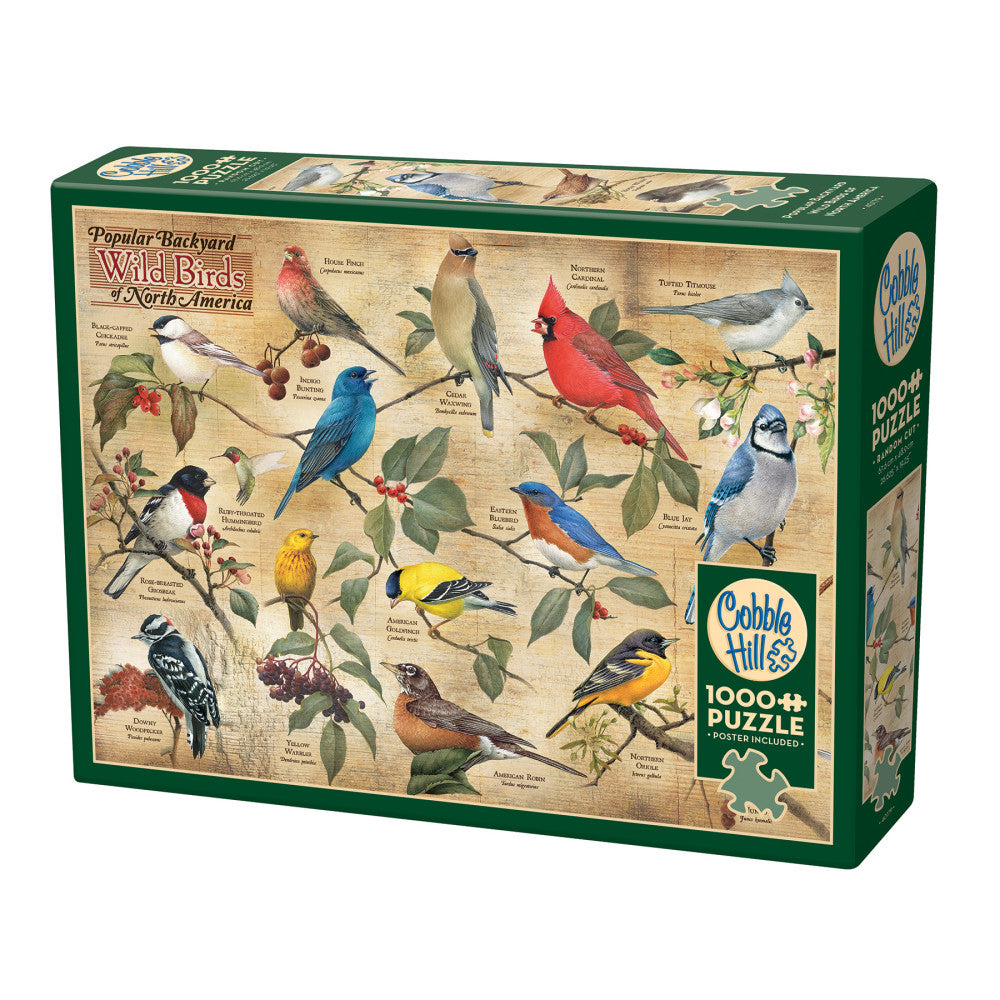 1000 Piece Cobble Hill Jigsaw Puzzle - Backyard Wild Birds of North America | Premium Quality Puzzle for Adults & Bird Lovers | Perfect for Relaxation, Family Game Night & Home Decor