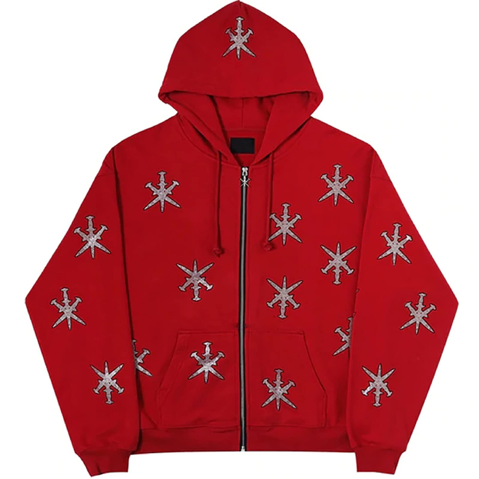Women's Y2K Rhinestone Skull Graphic Full Zip Hoodie - Gothic Oversized Long Sleeve Sweatshirt Jacket for Streetwear & Casual Fashion