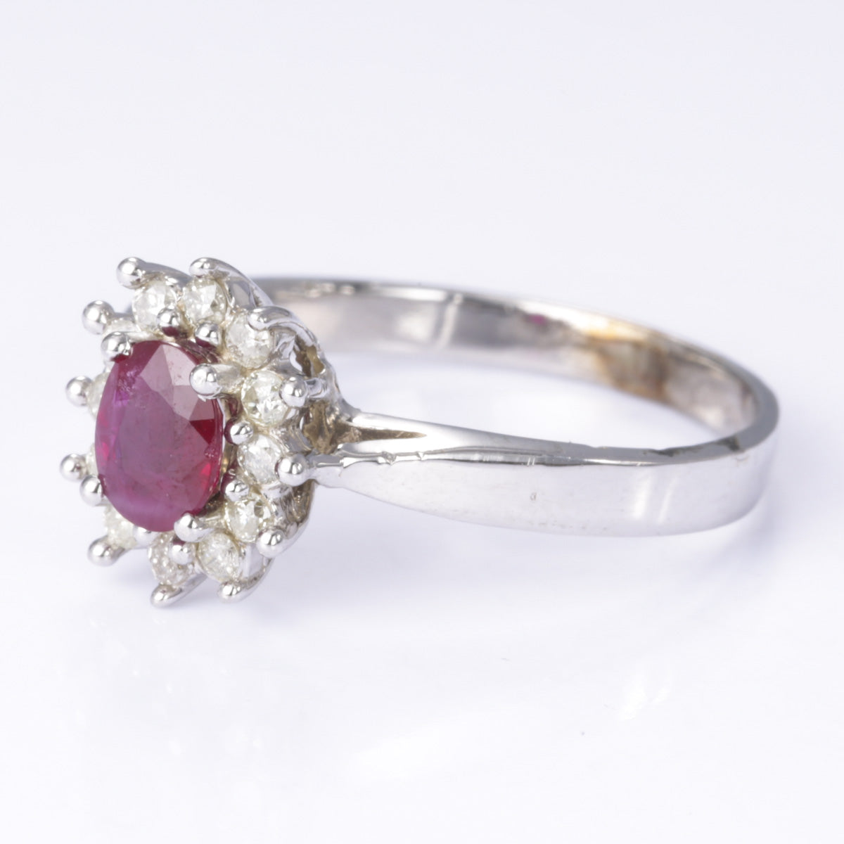 10K White Gold Ruby and Diamond Ring - 0.40ct Ruby & 0.20ctw Diamond - Size 6 | Elegant Engagement, Anniversary or Gift Jewelry for Women