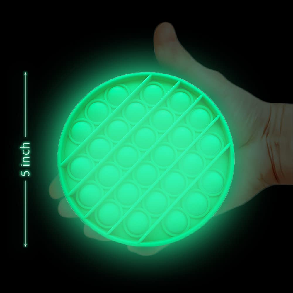 Glow in The Dark Push Pop Fidget Toy 2 Pack - Bubble Sensory Stress Relief Toy for Autism & Special Needs - Silicone Popper for Anxiety, ADHD & Focus - Perfect for Home, Office & Classroom Use
