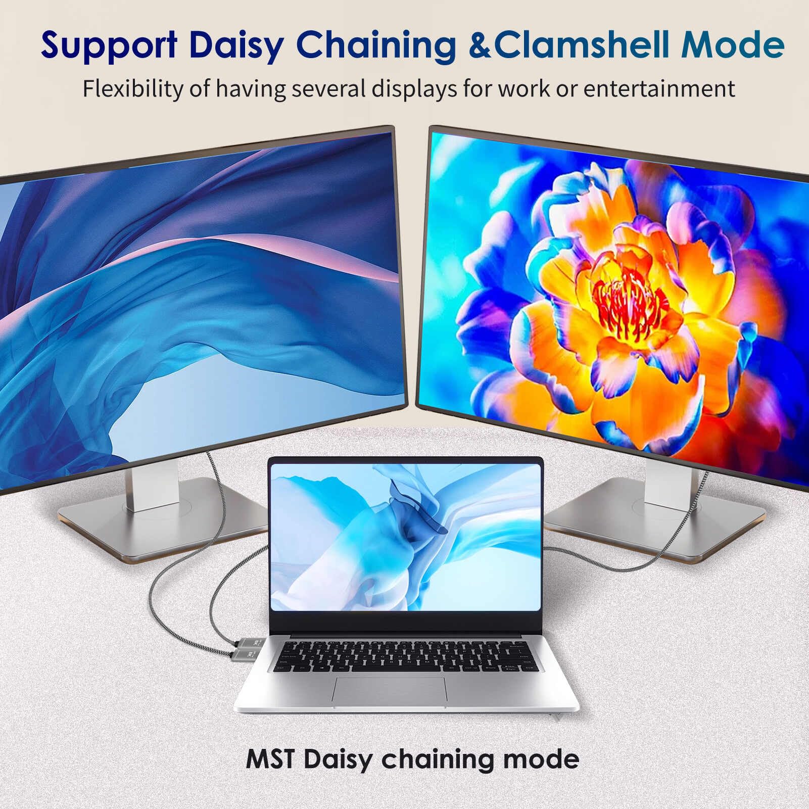 8K USB C to DisplayPort Cable 6ft - 32.4Gbps Bidirectional Thunderbolt 4 to DP 1.4 Adapter - Supports 4K@144Hz & 2K@240Hz - Braided Nylon for MacBook, iPhone 15, XPS - Perfect for Gaming, Video Editing & Multi-Monitor Setup