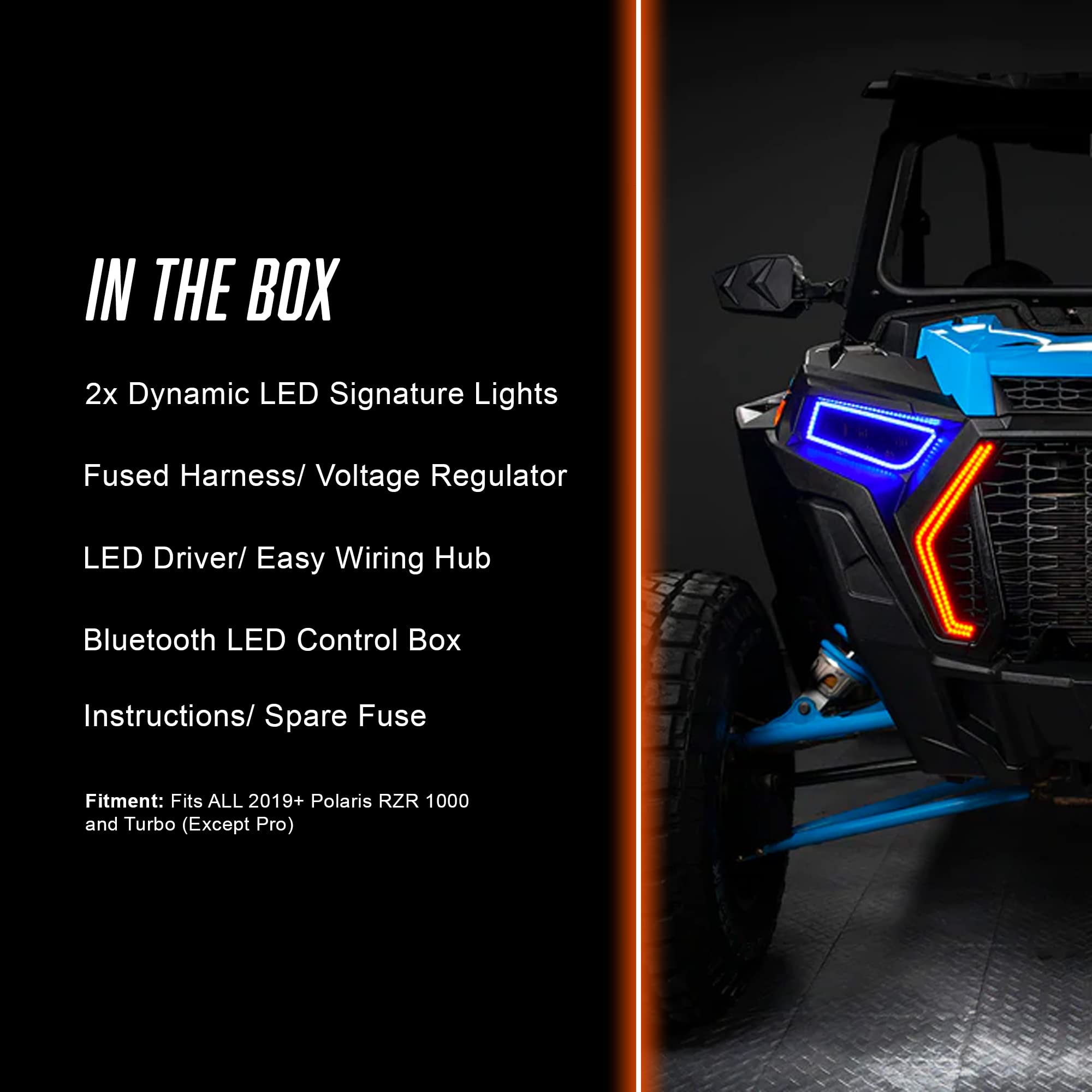 ORACLE Lighting Dynamic ColorSHIFT DRL Signature Lights for 2019-2023 Polaris RZR 1000 | Bluetooth-Controlled Surface Mount LED Lights (Pair) - Part #1447-332 | Perfect for Off-Roading, Night Driving & Custom UTV Lighting Upgrades