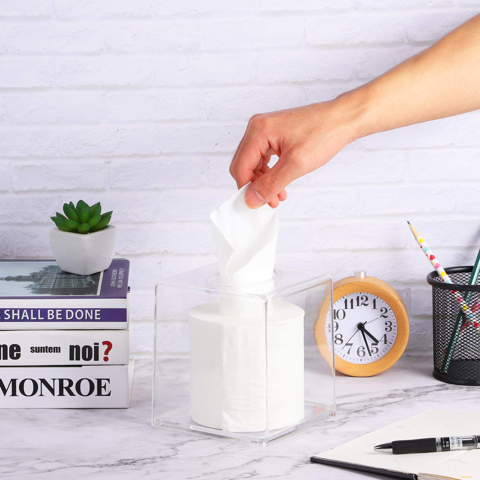 Cabilock Wall Mounted Tissue Holder - Decorative Tissue Box Cover with Lid for Bathroom, Kitchen, and Living Room - Rustproof Stainless Steel Home Organizer for Tissues and Essentials