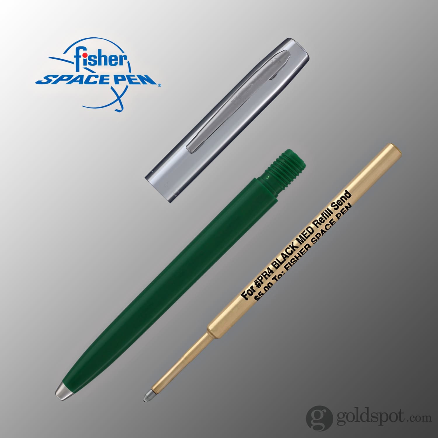 Fisher Space Pen Cap-O-Matic Ballpoint Pen - Green & Chrome | Refillable, Pressurized Ink for Writing in Any Condition | Perfect for Outdoor, Travel & Everyday Use