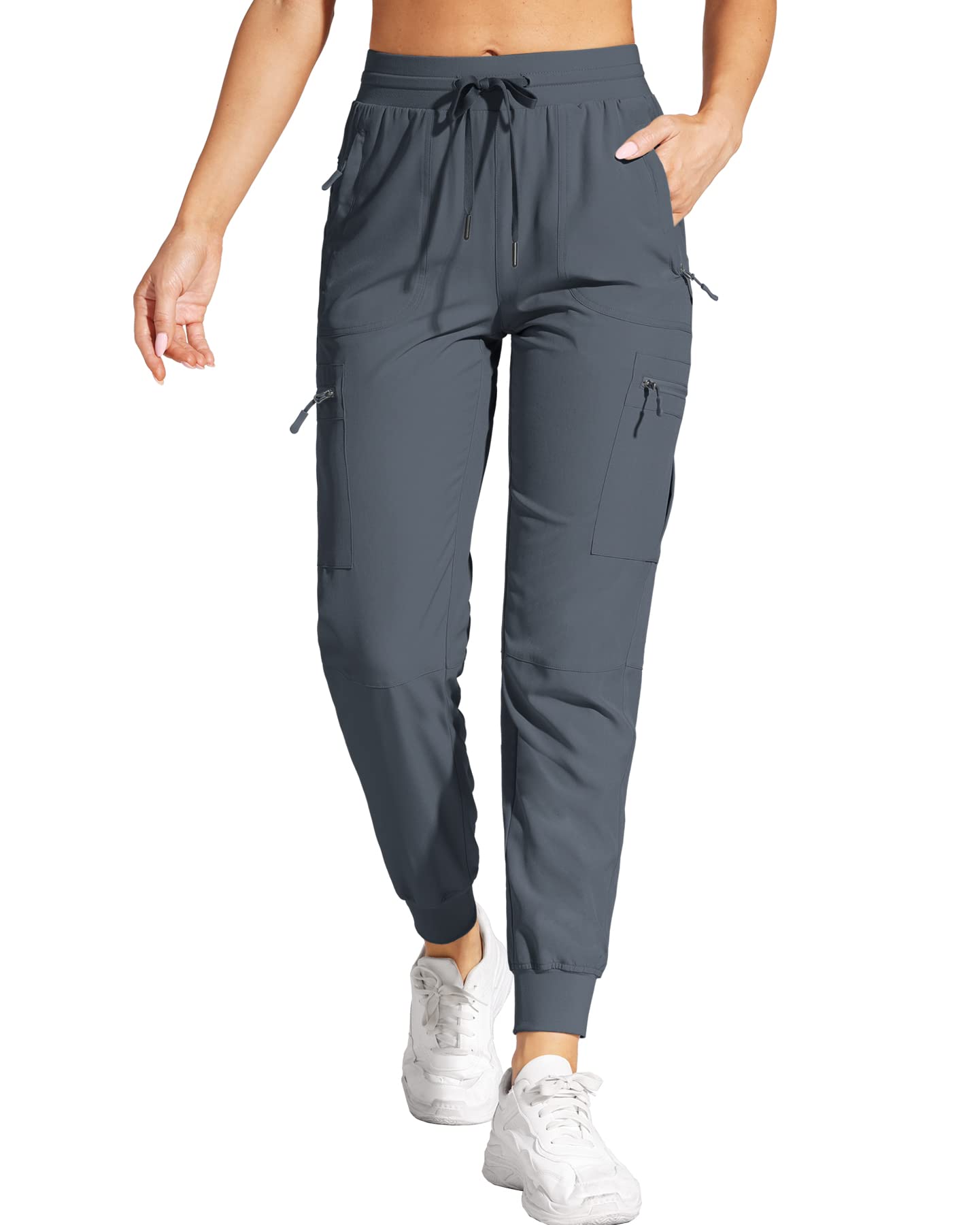 Women's Lightweight Quick-Dry Cargo Joggers - Water Resistant Hiking Pants with Zipper Pockets - Perfect for Outdoor Adventures, Travel & Casual Wear