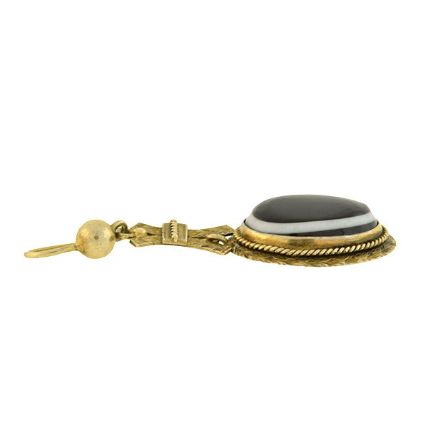 Victorian Style 12kt Gold Plated Agate Earrings for Women - Elegant Dangle Drop Jewelry for Parties, Weddings & Special Occasions