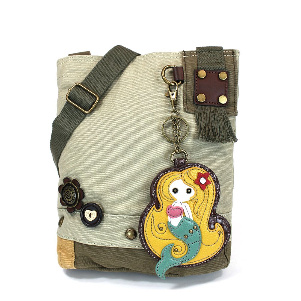 Chala Patch Crossbody Bag - Mermaid Print Fashion Shoulder Bag for Women - Light Sand Color - Perfect for Travel, Shopping & Daily Use