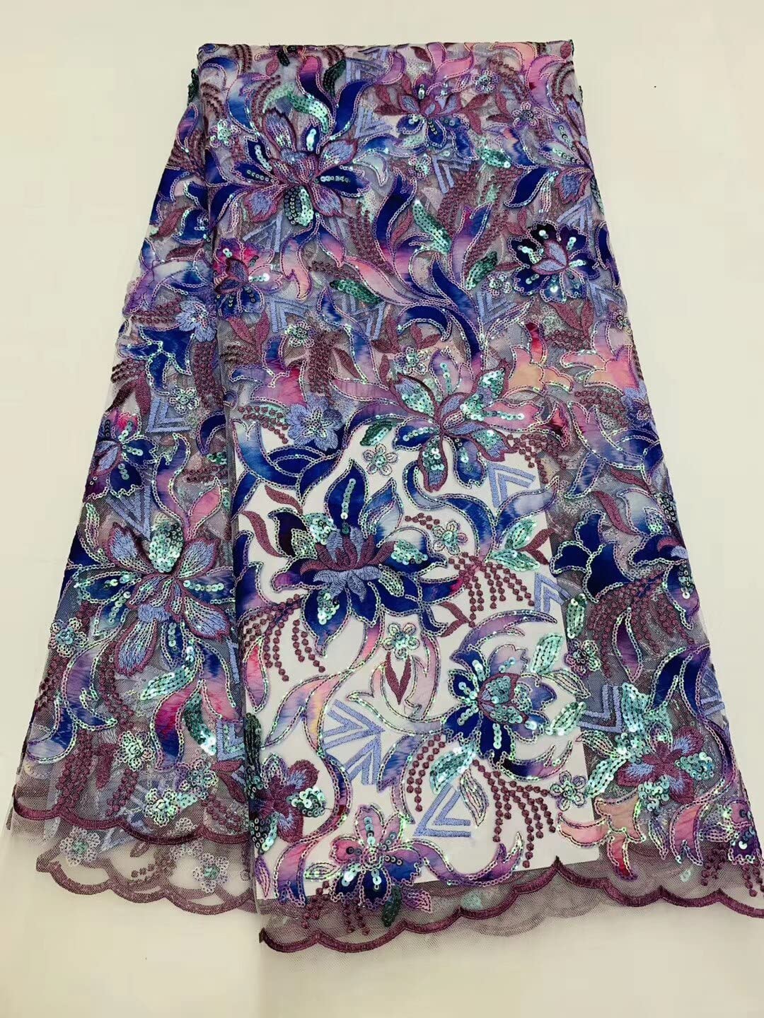 Premium S3LLACE Nigeria Sequined Lace Fabric - African Wedding Lace Material, French Tulle Bridal Fabric (D4141) for Gowns, Dresses & Traditional Attire - Perfect for Bridal Sewing, Nigerian Fashion Design & Special Occasion Outfits