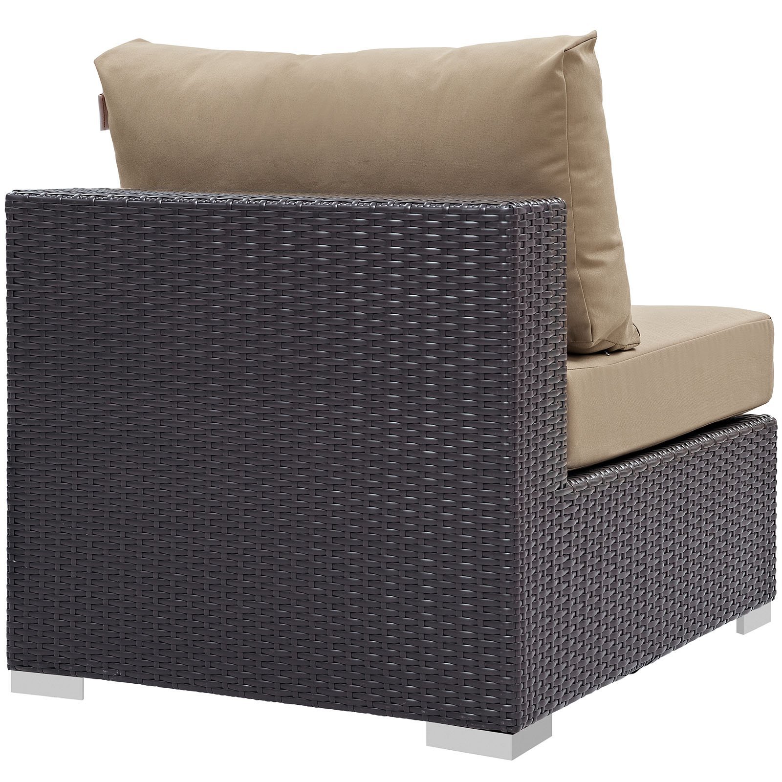 Modway Convene Wicker Rattan Outdoor Patio Sectional Sofa Armless Chair - Espresso Mocha Brown - Weather-Resistant Lounge Furniture for Backyard, Poolside & Garden Relaxation