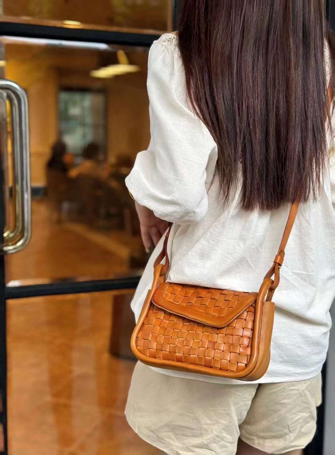 Genuine Italian Leather Handwoven Crossbody Sling Bag for Women - Perfect for Travel, Shopping & Everyday Use