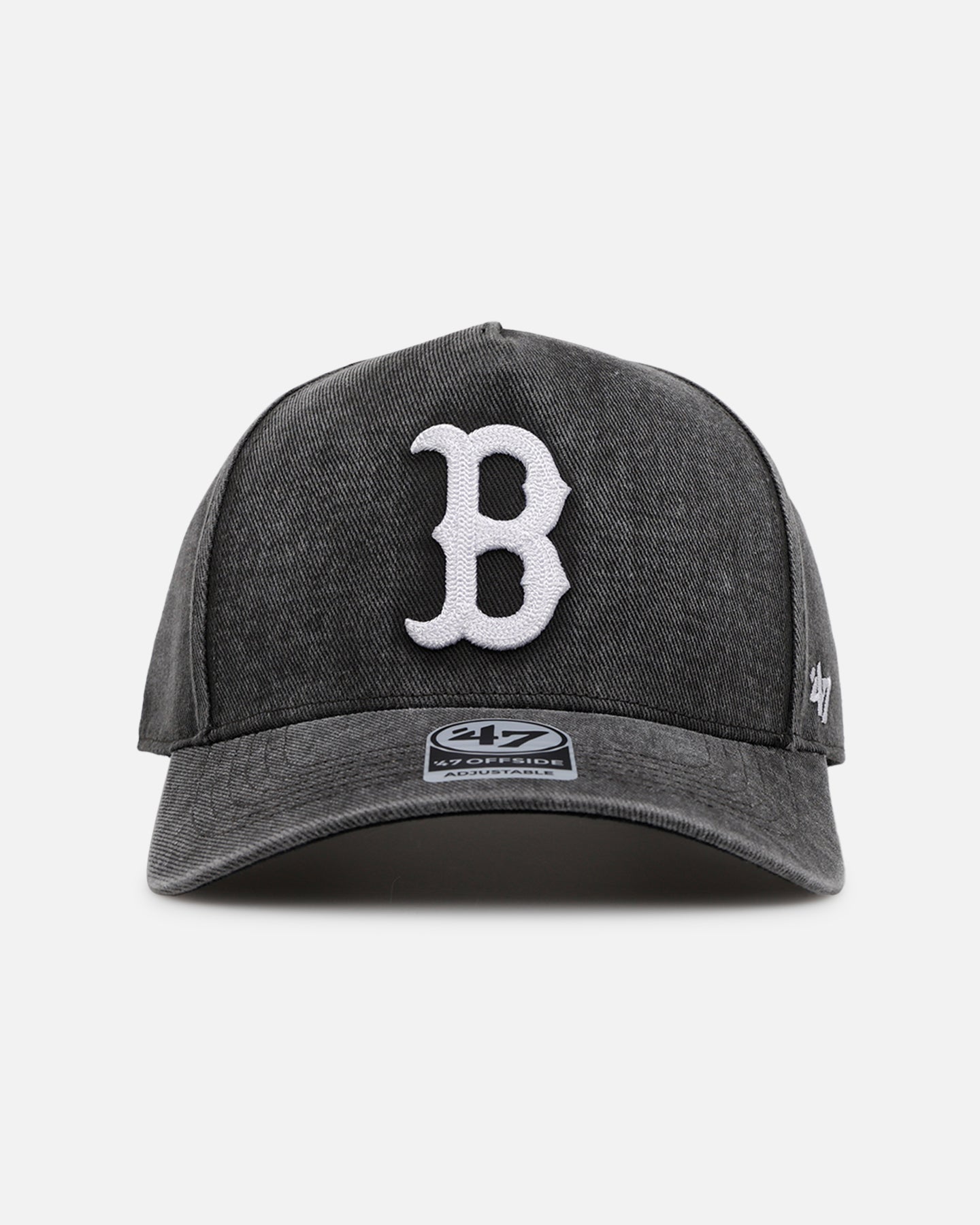 47 Brand Boston Red Sox 'Washed Black' Offside DT Snapback Hat - Vintage Washed Black Adjustable Baseball Cap for Men & Women - Perfect for Baseball Games, Streetwear Fashion & Casual Outfits