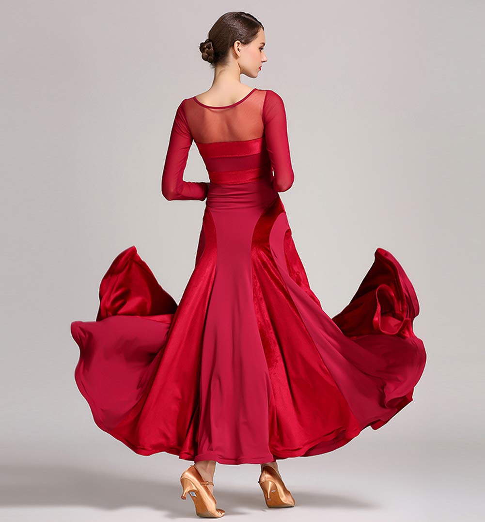 YUMEIREN Women's Velvet Ballroom Dresses - Elegant Long Sleeve Formal Gowns for Evening Parties, Prom, Wedding & Special Occasions