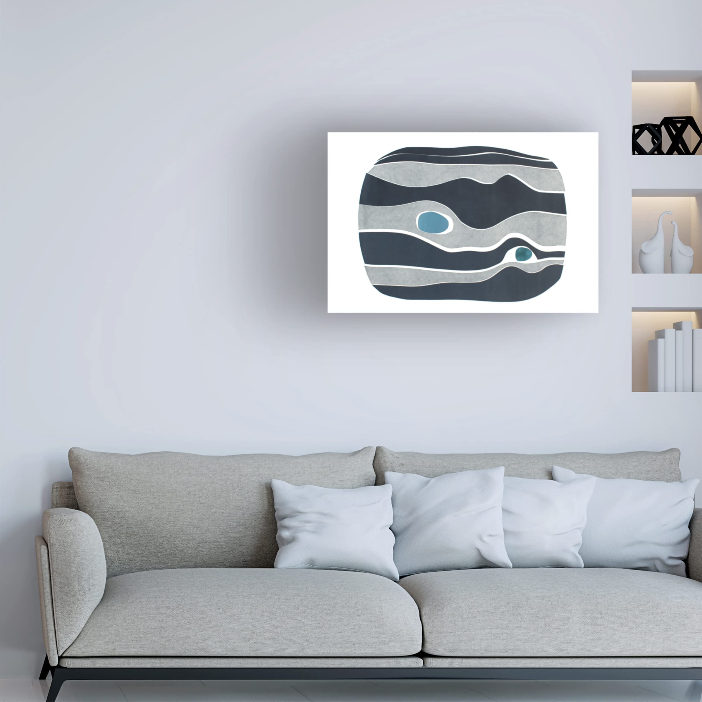 River Stones V Canvas Wall Art by Rob Delamater - Modern Abstract Landscape Painting for Living Room, Bedroom & Office Decor