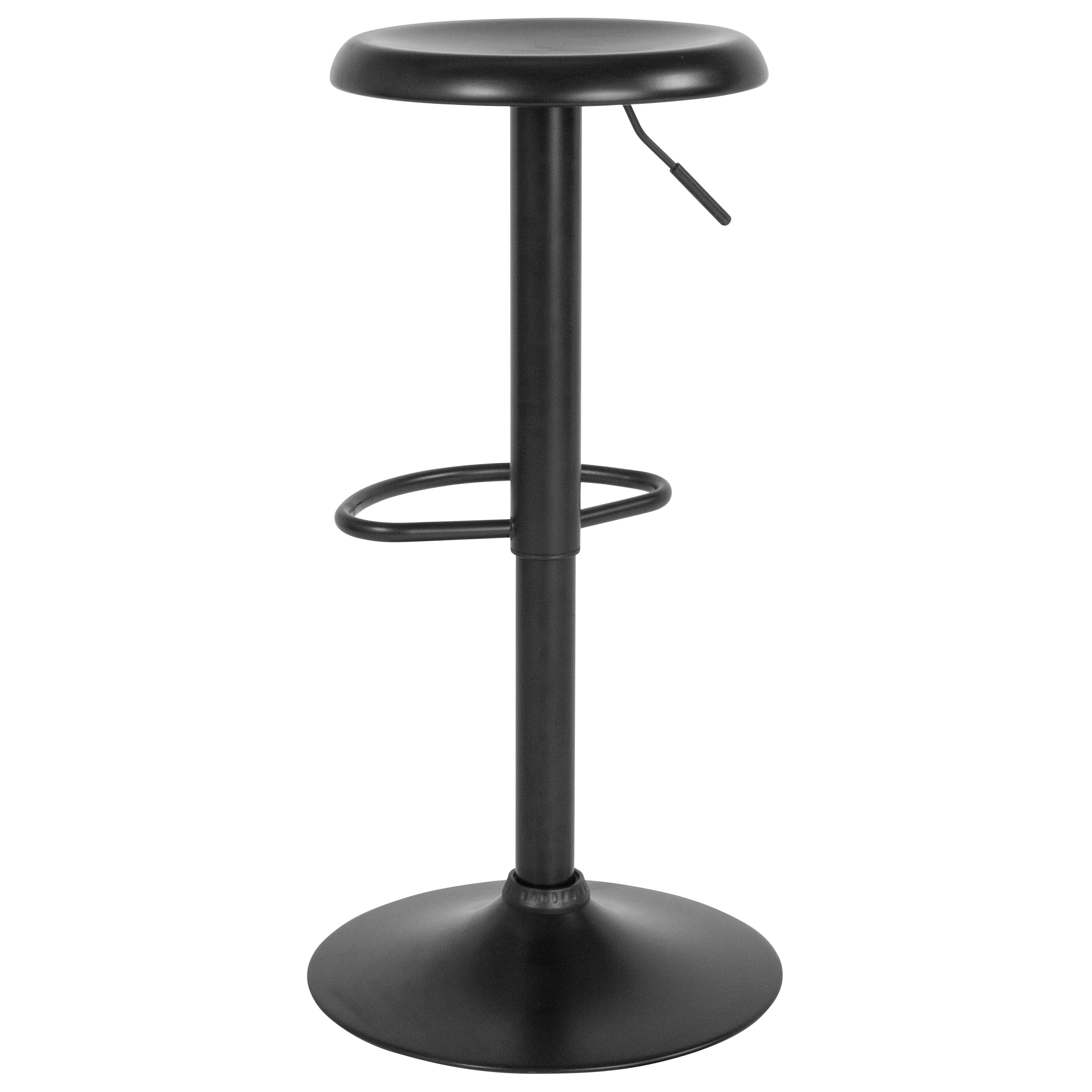 FLASH Madrid Series Adjustable Height Retro Barstool - Black Finish - Perfect for Kitchen Island, Home Bar & Dining Counter Stools