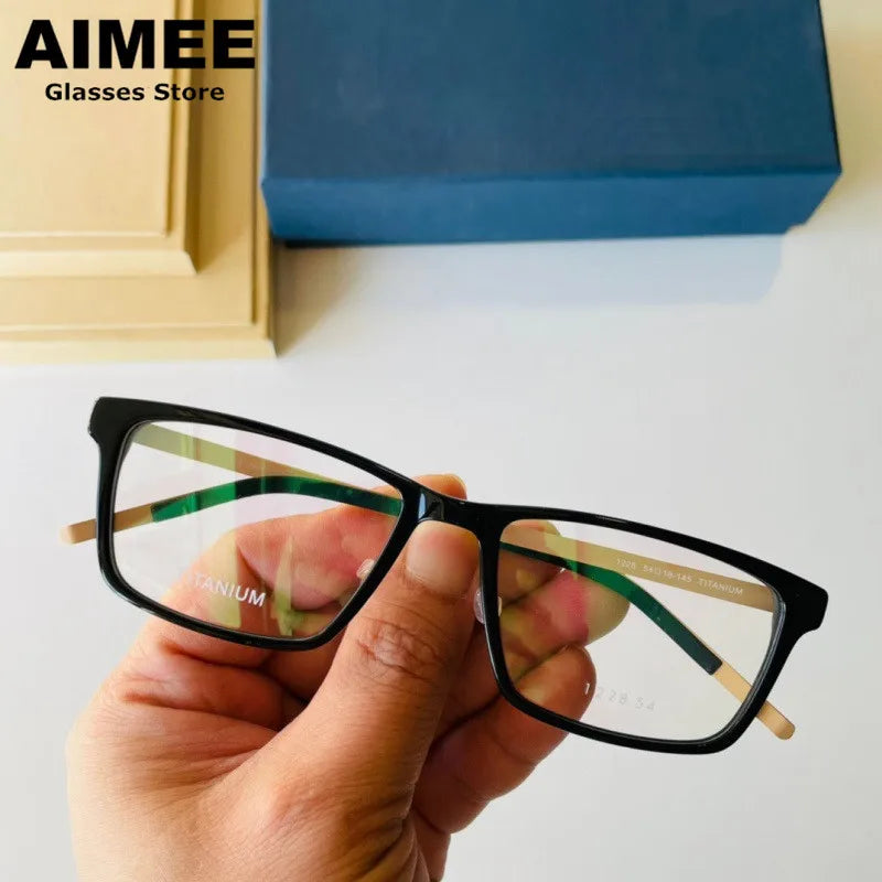 Stylish Aimee Unisex Full Rim Square Titanium Acetate Eyeglasses Frame 1228 - Perfect for Work, Reading & Everyday Fashion