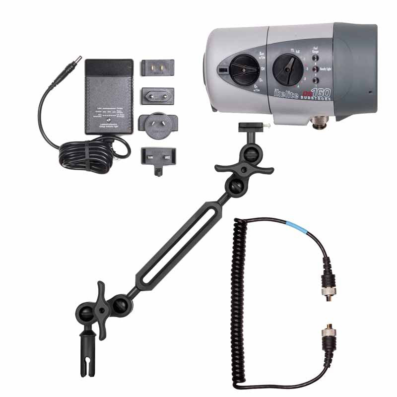 Ikelite DS160 Underwater Strobe Kit with Sync Cord, NiMH Battery & Ball Arm Mark II - Perfect for Scuba Diving and Underwater Photography