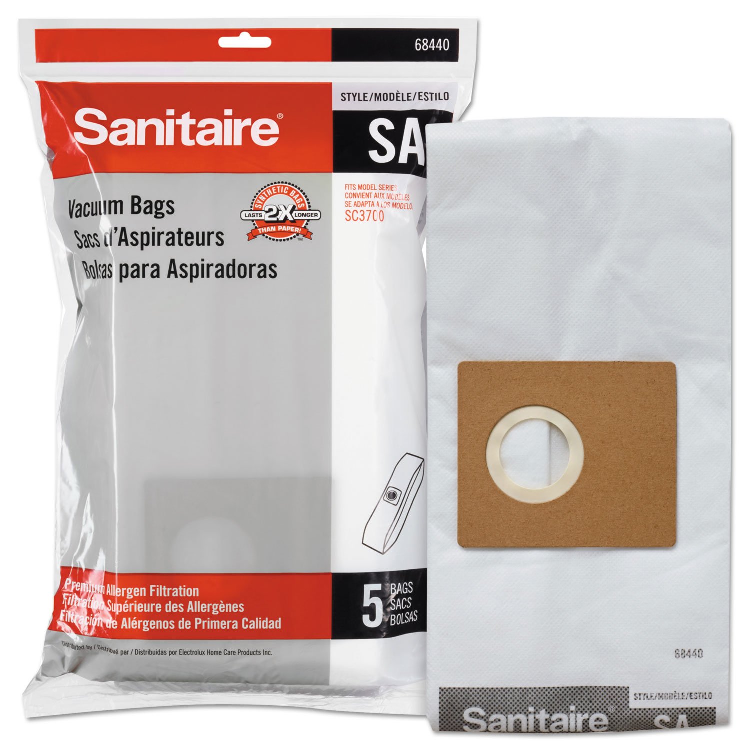 Sanitaire Style SA Disposable Dust Bags for SC3700A Vacuum - 5 Pack (10 Pack Case) | HEPA Filtration for Allergies & Pet Hair | Ideal for Home Cleaning & Commercial Use