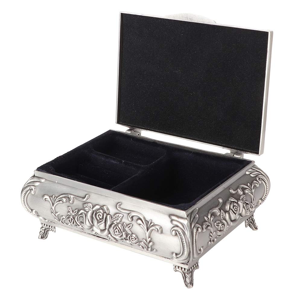 Vintage Jewelry Box - Eco-Friendly Zinc Alloy Ring & Earring Organizer (12.5x9x5.5 inch) - Perfect for Gift Giving, Travel & Home Storage