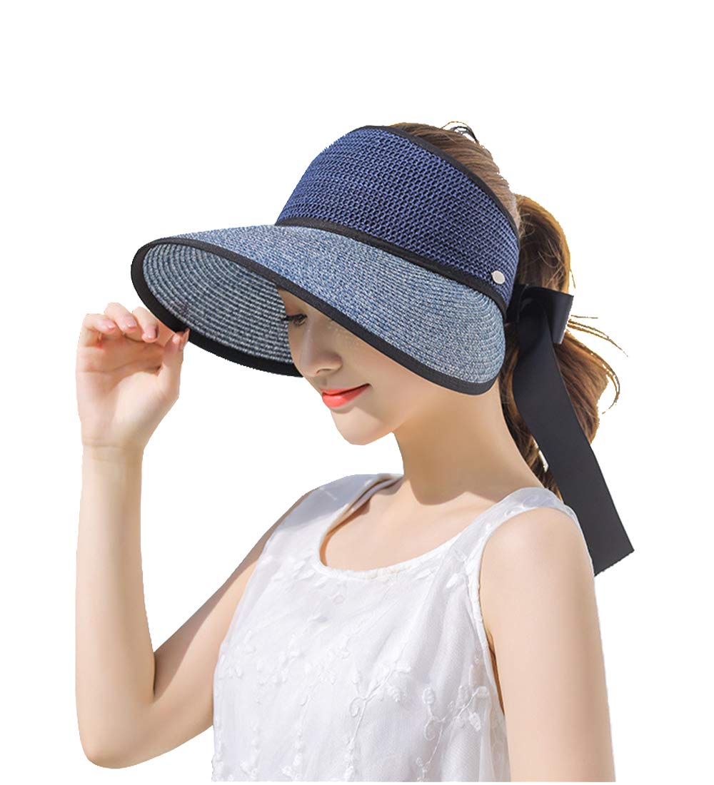 Gisdanchz Women's Wide Brim Straw Sun Hat - Foldable UV Protection Visor for Outdoor, Beach, Gardening & Travel | Summer Sun Hat with Adjustable Chin Strap
