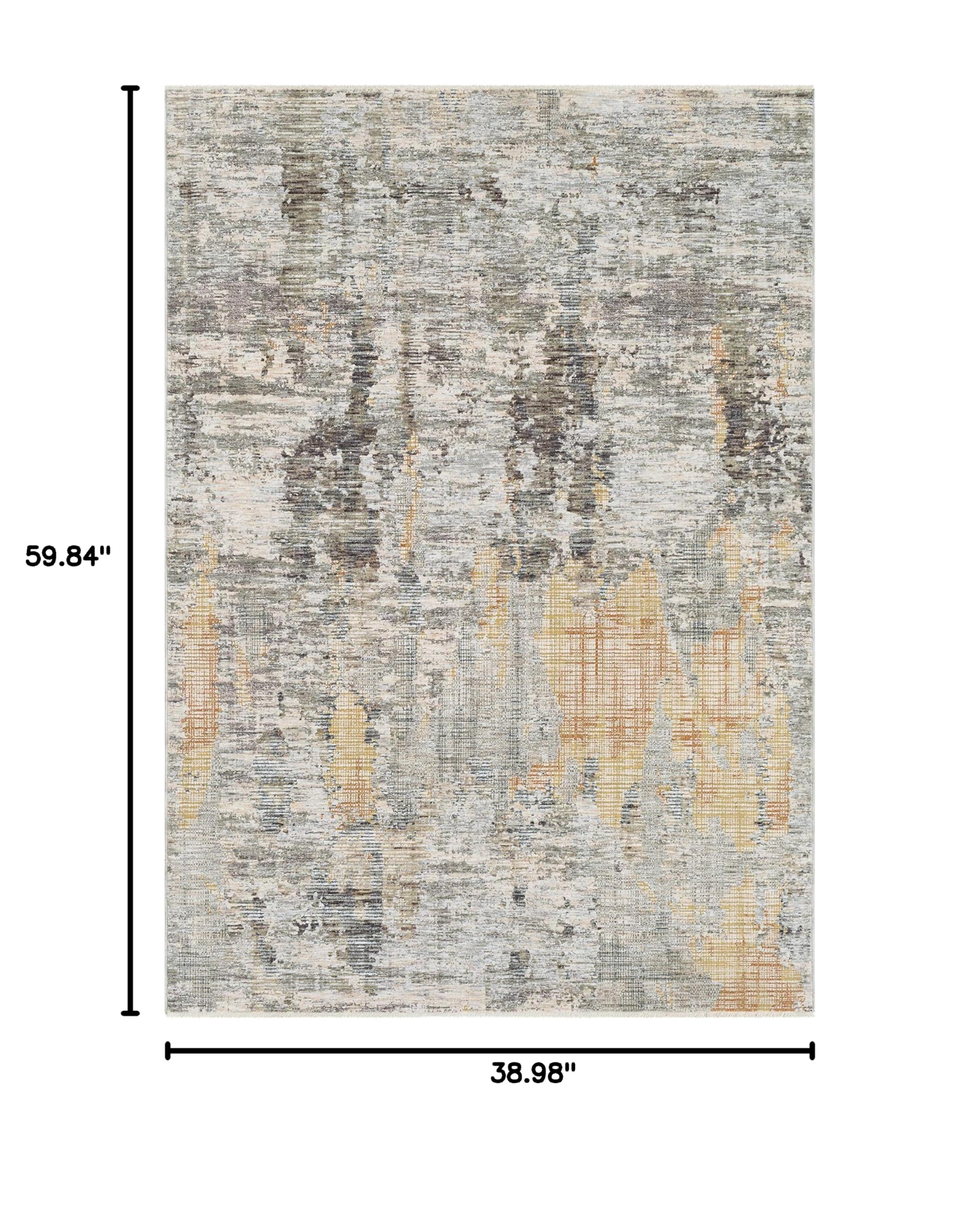 Hauteloom Hustontown Modern Area Rug - Soft Gray, Blue, Green - 3'3