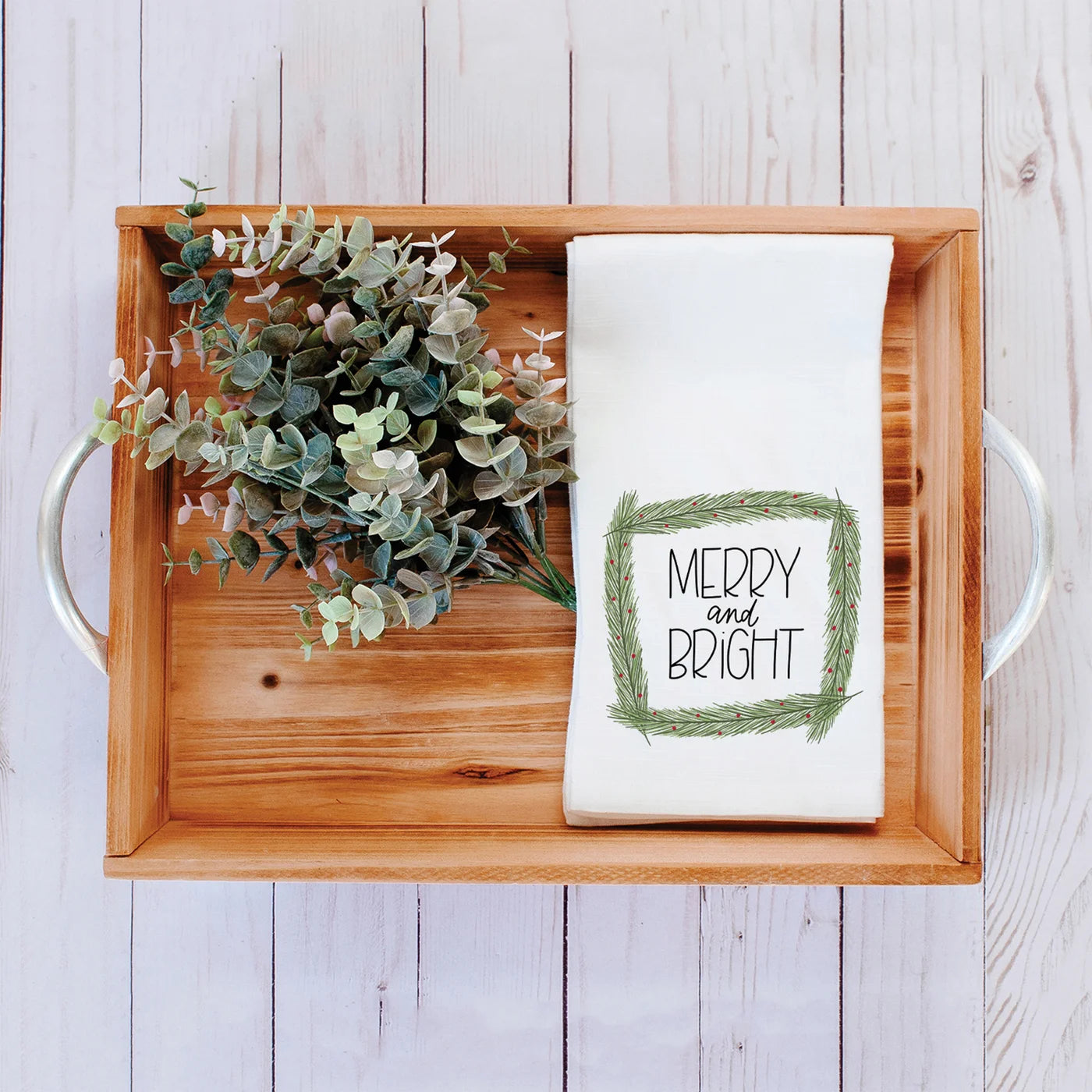 Merry And Bright Christmas Dish Towel - Festive Holiday Kitchen Towel for Decor, Drying Dishes & Baking - Perfect for Xmas Decorations, Gifts & Cozy Home Use