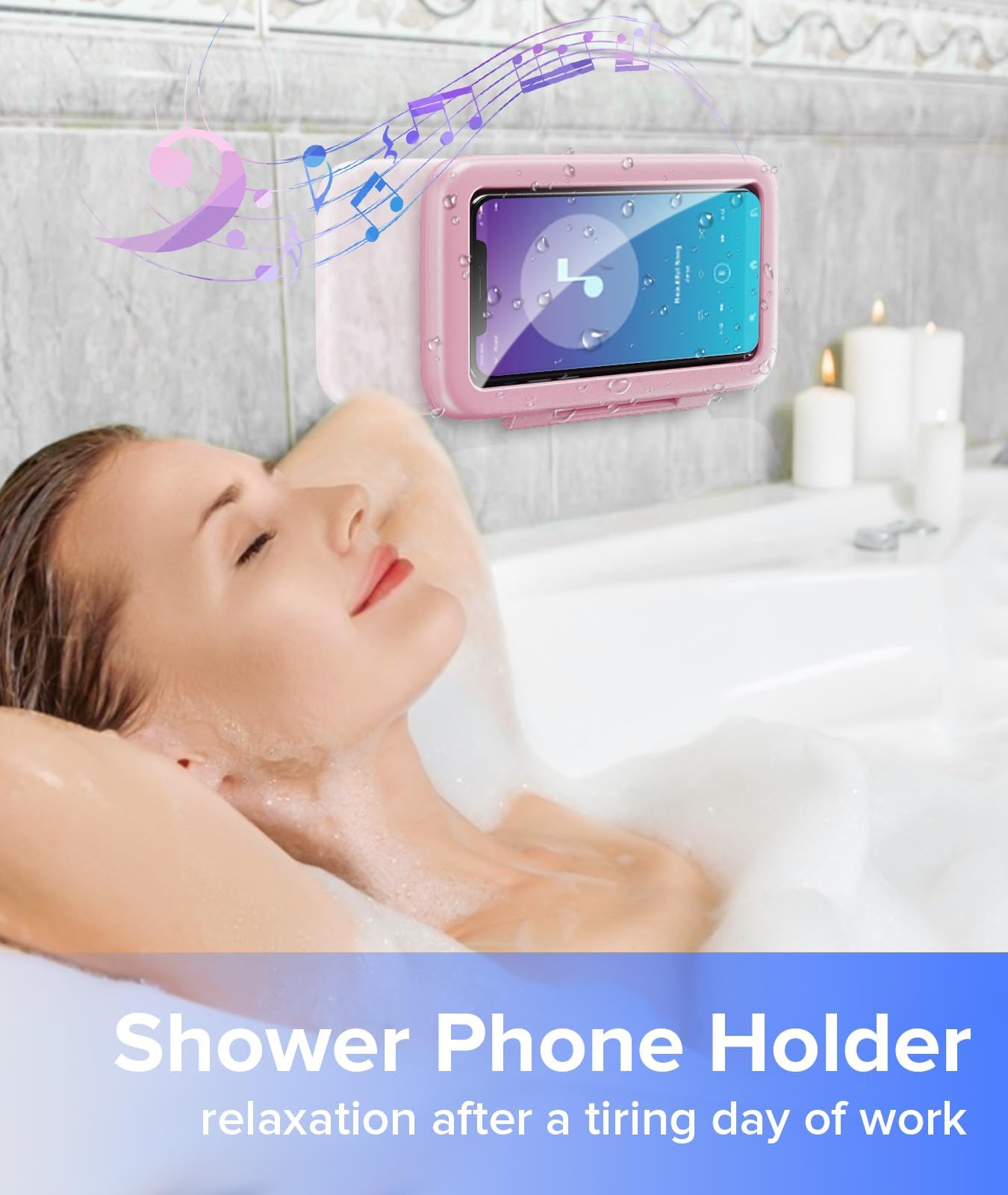 Waterproof Rotating Shower Phone Holder - 480° Adjustable Phone Stand Mount for iPhone 15/14/13/12/11 Pro Max/Plus/XS/XR (Fits up to 6.8