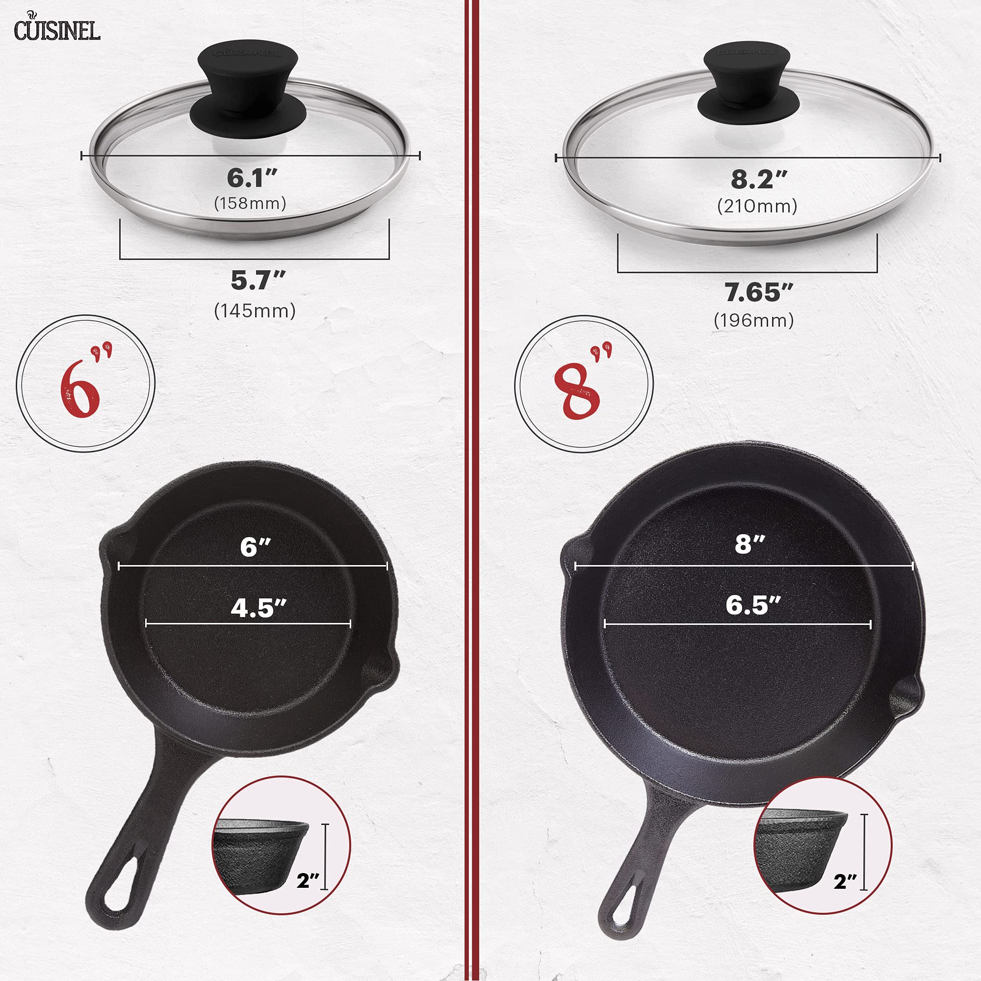 Cuisinel Cast Iron Skillets Set - 6