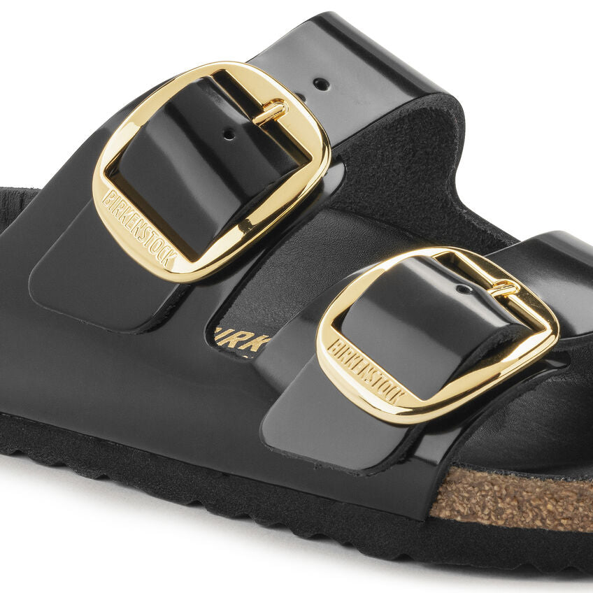 Birkenstock Arizona Big Buckle Sandals - Genuine Leather High Shine Black Patent - Comfortable Arch Support for Women & Men - Perfect for Casual Wear, Beach & Summer Outfits