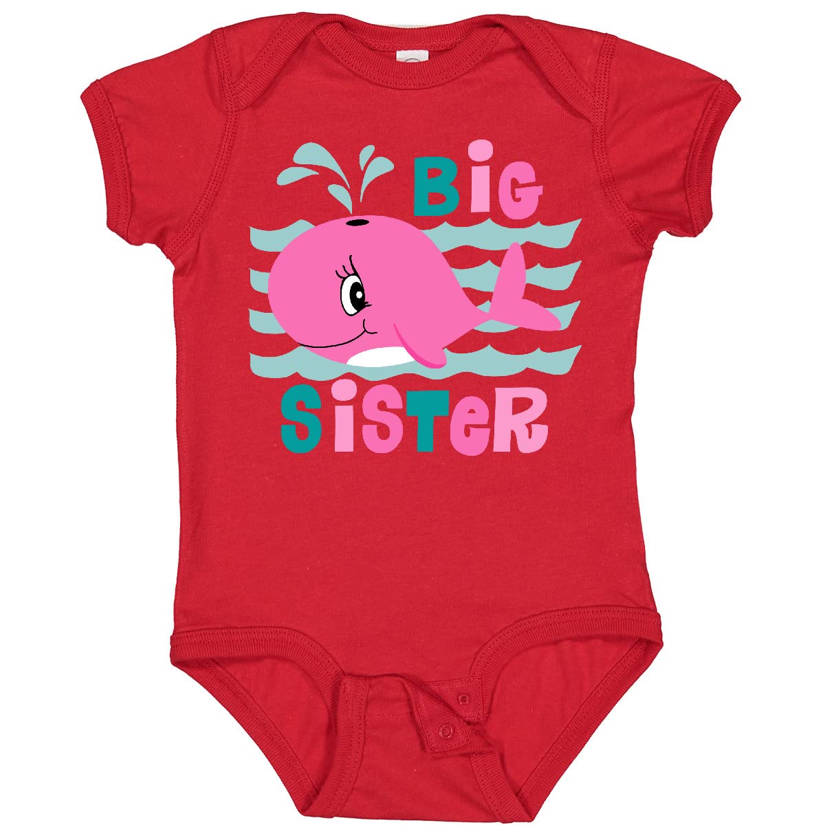 Inktastic Whale Big Sister Baby Bodysuit - Cute Matching Outfit for Siblings, Newborn & Toddler - Perfect for Family Photos, Birth Announcements & Sibling Bonding