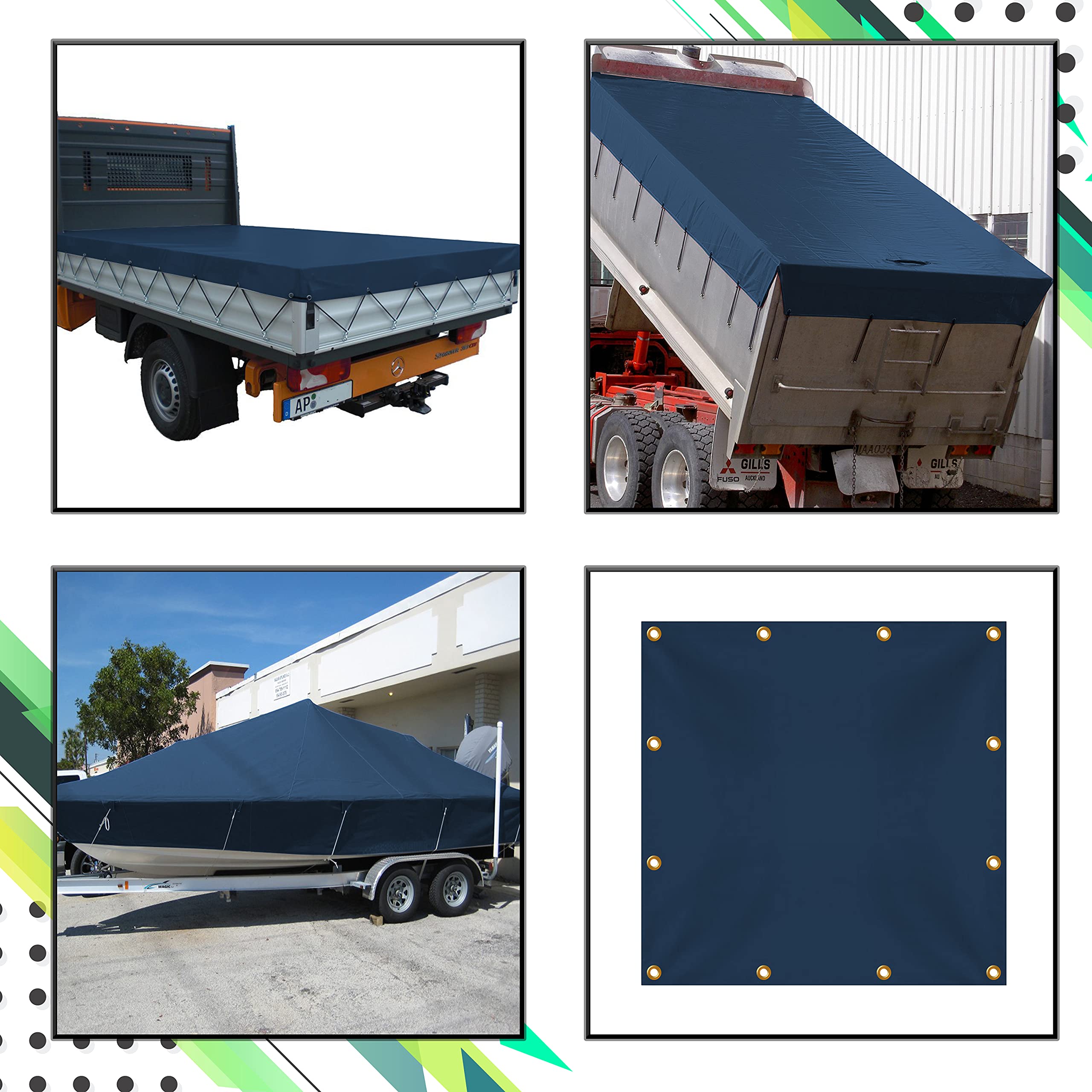 Heavy Duty 12 Oz Waterproof Tarp - UV Resistant & Tear Proof Tarpaulin Cover for Roof, Canopy, Camping, Patio, Pool & Boat Protection (10'x12' Blue) - Ideal for Outdoor, Construction & Emergency Shelter Use