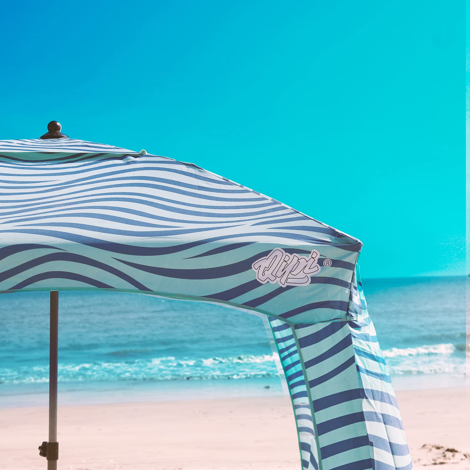 Qipi Beach Cabana - 6' x 6' Portable Sun Shelter with UPF 50+ UV Protection, Waterproof & Easy Setup Canopy, Includes Side Wall - Perfect for Family Beach Trips, Pool Parties, Camping & Outdoor Adventures