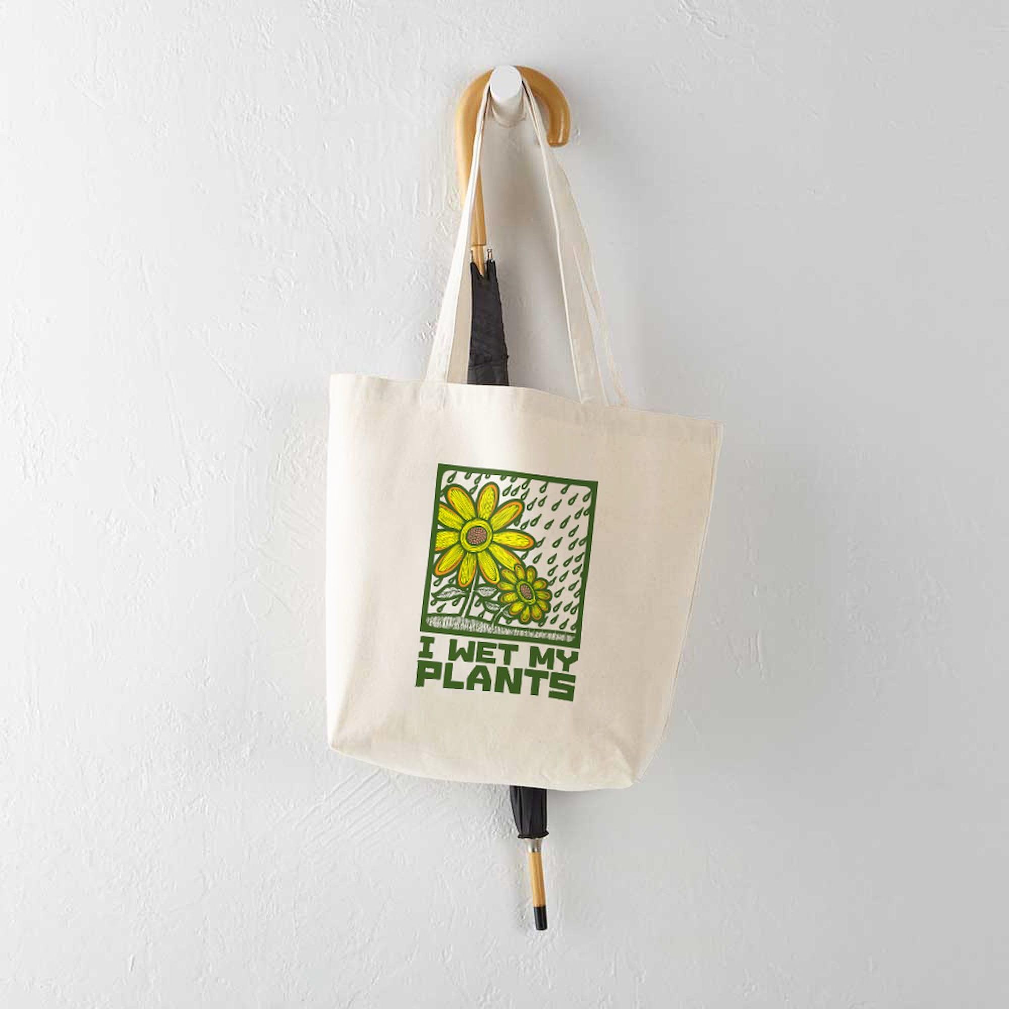 CafePress 'I Wet My Plants' Natural Canvas Tote Bag - Eco-Friendly Reusable Grocery Shopping Bag for Plant Lovers, Gardening & Farmers Market