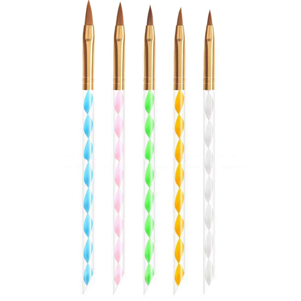 Boxoon 5PCS Professional Nail Art Brush Set - Assorted Nail Liner & Painting Brushes for Precise Nail Design - Perfect for Salon, Home Manicure & DIY Nail Art