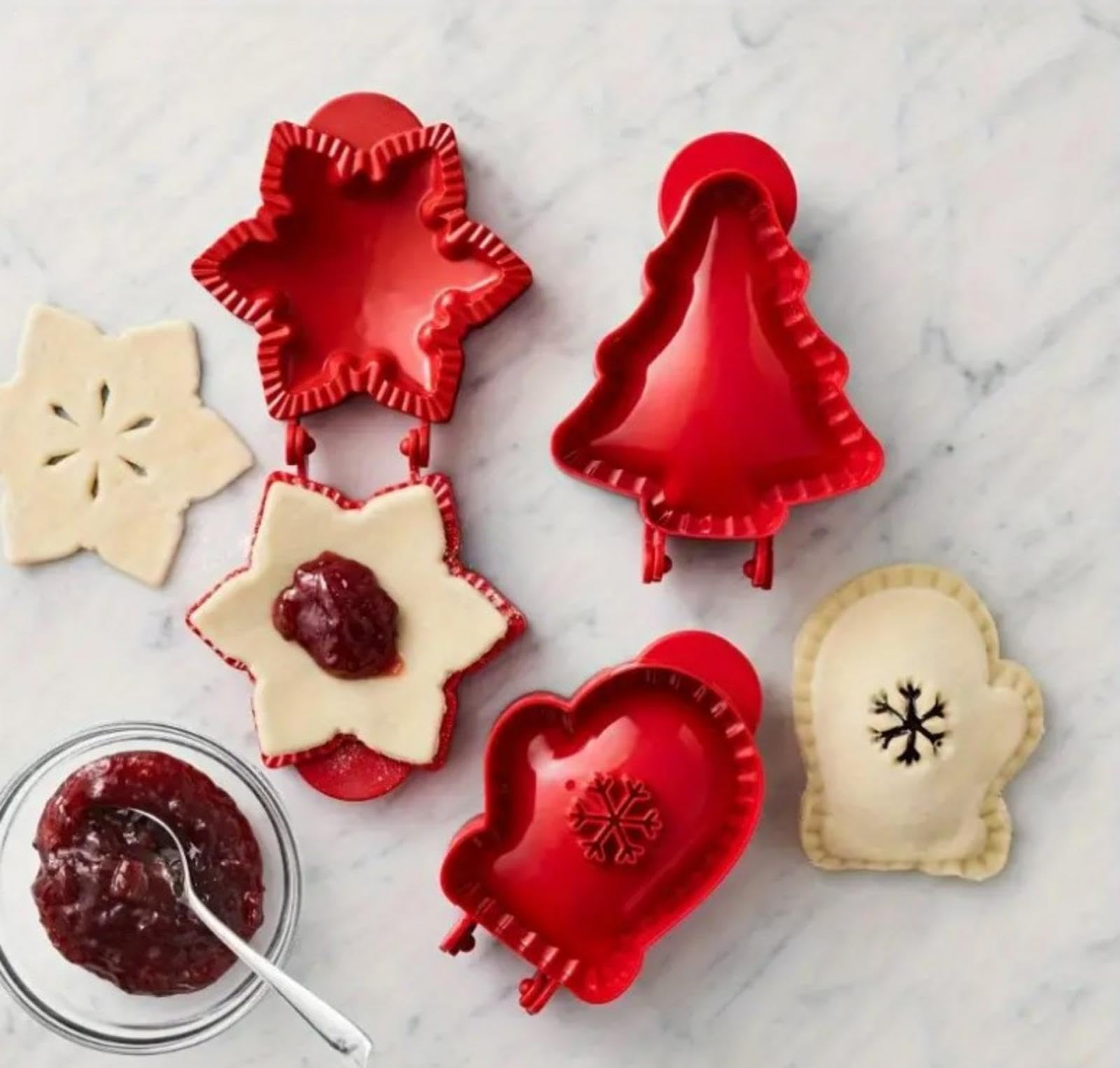 3Pcs Hand Pie Molds Set for Baking - Snowflake, Mitten & Christmas Tree Shaped Dough Press - Perfect for Fall, Halloween, Thanksgiving & Christmas Holiday Baking - Ideal for Making Homemade Pies, Pastries and Festive Desserts