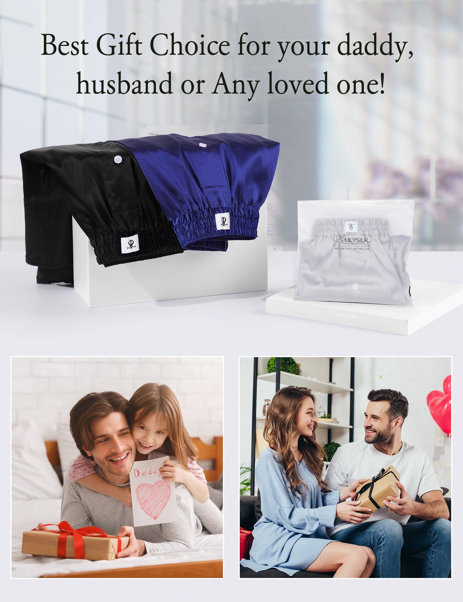 Premium 6A Grade Mulberry Silk Boxer Shorts for Men - Breathable & Luxurious Royal Silk Underwear Combo Pack - Ideal for Sleep, Lounge & Everyday Comfort