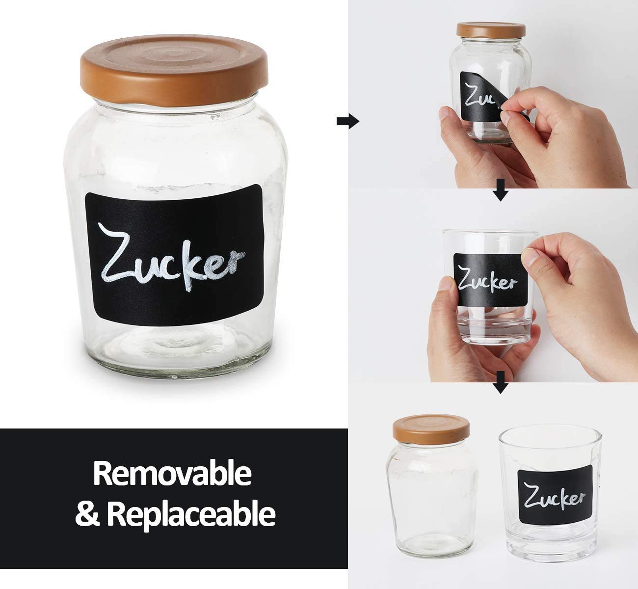 180Pcs Reusable Waterproof Chalkboard Labels with Erasable Chalk Marker - Perfect for Mason Jars, Pantry Organization, Party Decorations & Craft Room Storage - Ideal for Home, Office and Classroom Use